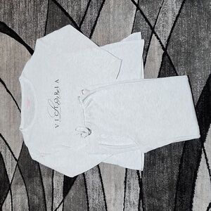 VICTORIA SECRET GOLD SHINE LOVE LOGO SLEEP TOP & BOTTOM JOGGERS PRICE FI…